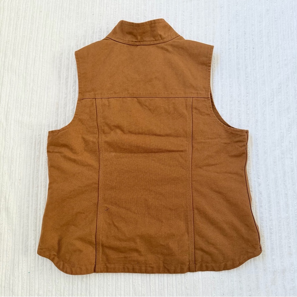 Carhartt Women's Sherpa-lined Brown Duck Canvas Vest | Size L - Picture 3 of 8
